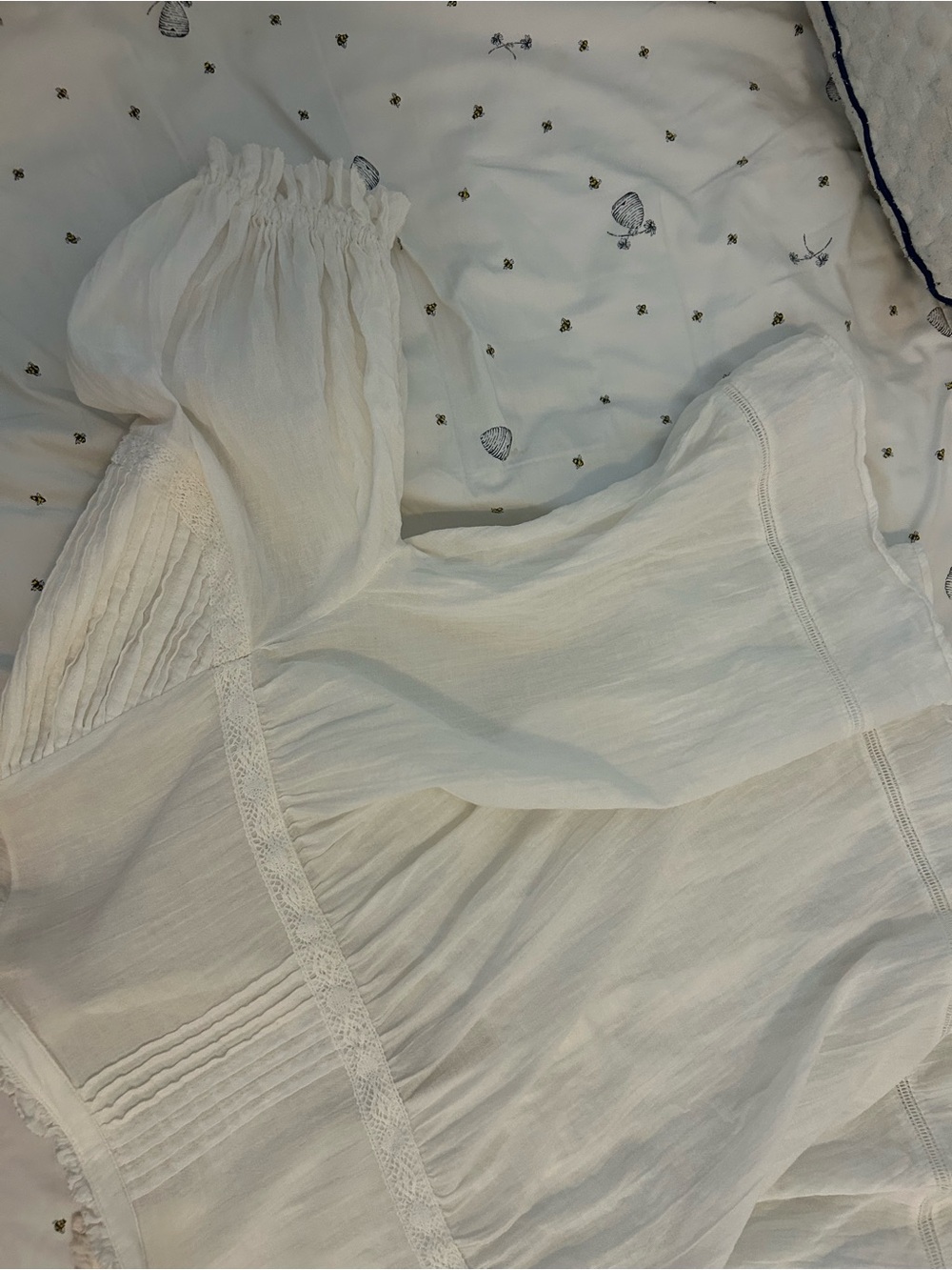 Zara Delicate Lace-Trim Button Front Blouse in Ivory - Picture 6 of 10
